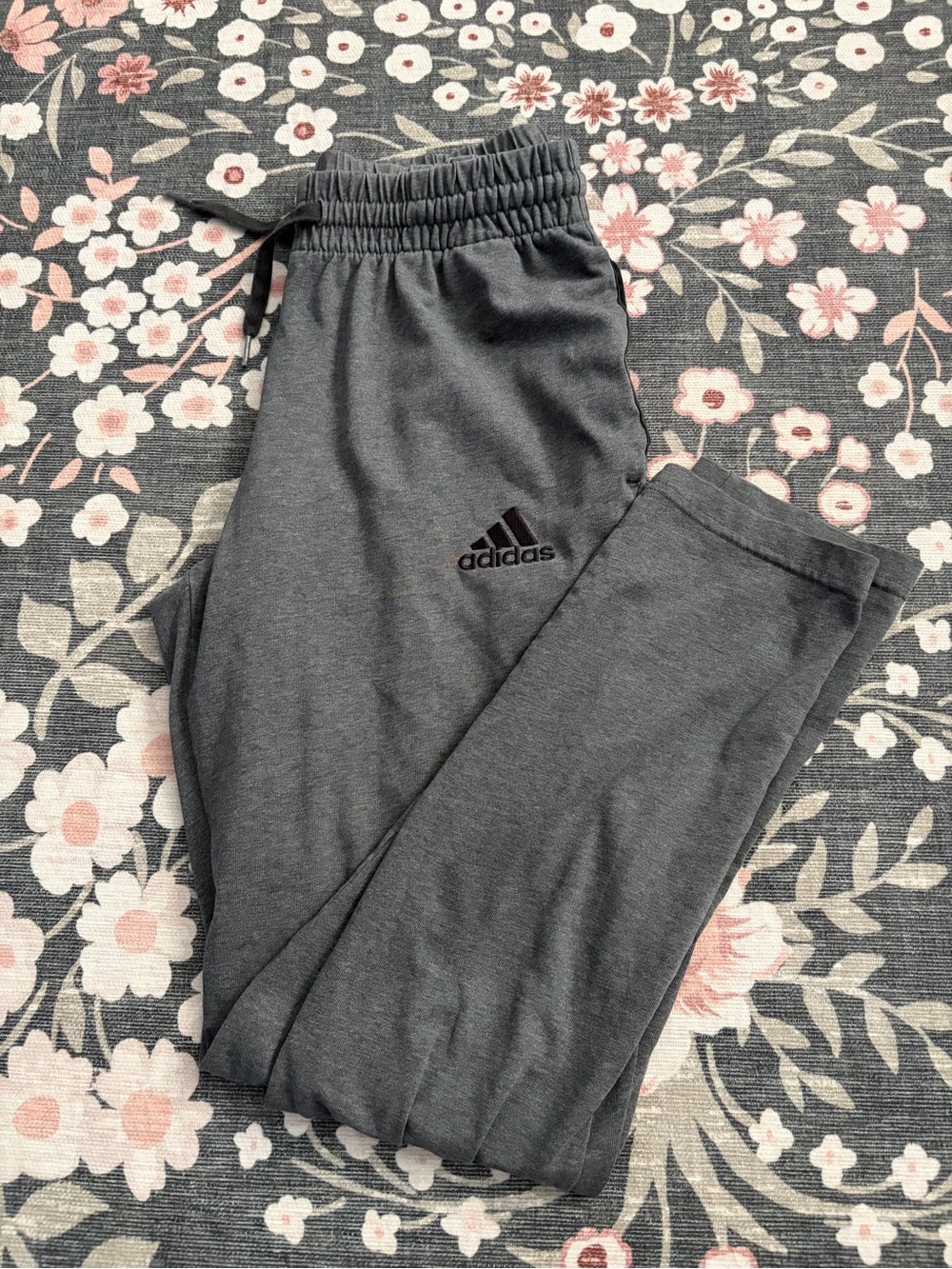 Adidas Men's Charcoal Gray Pants with Logo